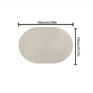 TEMU 모던 거실용 플러시 카펫 +1000g +10mm 오벌 침실 장식 라인 카펫 라이트 럭셔리 세탁 가능 라운지 매트 푹신하고 부드러운 미끄럼 방지 러그