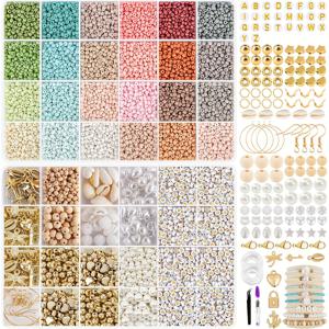 TEMU 24색 3mm 시드 비즈 세트 (펜던트, 글자, 가위, 팔찌 제작용 추가품 포함, 2개 상자), 우정 팔찌 제작 키트, 공예 선물용 주얼리 제작 키트