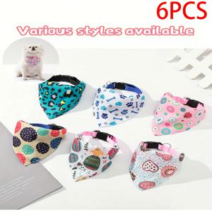 TEMU 6개 세트 만화 테마 강아지 밴다나, 삼각 턱받이, 애완 동물 스카프. 고양이와 강아지를 위한 부드럽고 흡수성이 좋은 타월, 장식용 타월로도 사용 가능