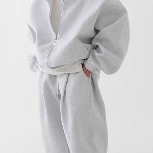 TEMU 남성용 후드 스웨트셔츠와 팬츠 세트, 플러시 후디, 홈웨어 힙합 슈트, 단색, 루즈핏 지퍼 디테일, 가을 겨울 파티 스타일 라운지웨어