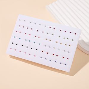 TEMU 랜덤 컬러 72pcs 세트 고급스러운 0.2cm 컬러 유리 스터드 귀걸이 – 여성 데일리 웨어, 파티 또는 선물용 스타일리시하고 우아한 멀티팩