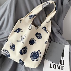 TEMU 남성용 대형 토트백 - 남녀공용 스타일. 일상적인 출퇴근 및 직장 생활에 완벽한 간편하고 다재다능한 쉘 스타 캔버스 백. 크리스마스, 추수감사절, 새해 선물로도 좋습니다.