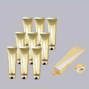 TEMU 화장품 샘플 (페이셜 클렌저, 샴푸, 바디워시, 바디로션, 핸드크림 등) 포장용으로 사용하기 좋은 10개 묶음 금색 1.69온스 재사용 가능한 플라스틱 스퀴즈 병 세트