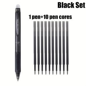 TEMU 고용량 0.5mm 지워지는 필펜 11개 세트 - 지워지는 필펜 1개 및 리필 10개 포함 - 사무실 사용 및 가는 필기구를 위한 워셔블 핸들 (필펜 1개 + 리필 10개) | 신학기 선물로 완벽 | 선물용으로 이상적