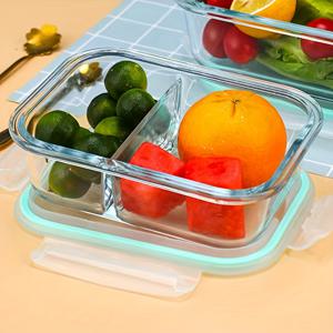 TEMU 누수 방지 직사각형 유리 도시락, 전자레인지 및 냉장고 사용 가능, 학교, 사무실, 캠핑 및 피크닉에 적합