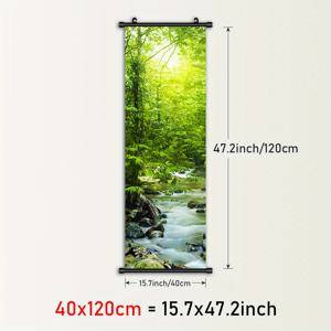 TEMU 1개 액자 장식 숲의 흐르는 물 벽 예술 - 태양빛 스롤이 있는 고요한 녹색 캔버스 포스터, 자연 영감 장식, 플라스틱 프레임 걸이, 실내/외부 사용에 적합, 고요한 홈 데코 | 애니메이션 스타일 아트워크 | 쉬운 걸이 디자인, 야외 장식
