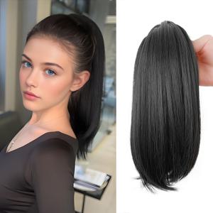 TEMU 10인치 포니테일 익스텐션 숏 컬리 포니테일 클로 클립 합성 헤어피스 가발 익스텐션 인비저블 인스턴트 포니테일 여성 소녀용, 캐주얼 복장, 파티, 결혼식 및 크리스마스 파티에 완벽