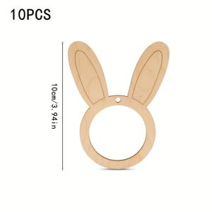 TEMU 10개 DIY 토끼 얼굴 목재 사진 프레임 - 미완성 공예 펜던트, 페인팅 & 그래피티용, 부활절 휴일 파티 장식, 홈 데코 오너먼트, 친구 & 가족을 위한 완벽한 선물, 파티 장식품 | 축제 장식 | 인공 목재 프레임, 토끼 액세서리