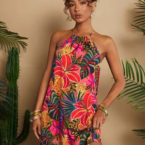 TEMU 여성용 스타일리시 오프숄더 플로럴 드레스