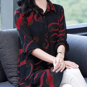 TEMU 여성용 프린트 롱 미디 기장 셔츠, 가벼운 무게