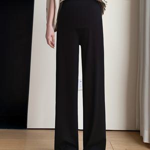 TEMU 플러스 사이즈 임산부용 와이드 레그 팬츠, 여름 경량 아이스 실키 섬유 원단, 발목 팬츠 300, 복부 서포트가 있는 아우터웨어 루즈핏, 캐주얼하고 흐르는 듯한 핏