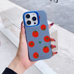 TEMU 아이폰 16, 15, 14, 13, 12, 11 프로 맥스, X, XR, XS 맥스, 8, 7 플러스와 호환되는 귀여운 빨간 토마토 폰 케이스, 충격 방지 매트 백을 특징으로 합니다.