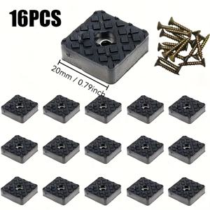 TEMU 16개 미끄럼 방지 사각 가구 패드 - 20mmX20mm & 30mmX30mm, 두께 10mm 고무 재질 및 나사 포함, 매트 플라스틱 마감, 가구 다리 및 바닥 보호용