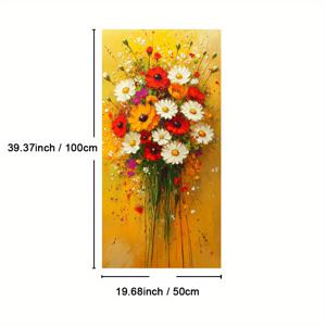 TEMU 1개 액자 포함 컬러풀 대형 벽걸이 아트, 대형 벽걸이 그림, 노란 배경 아트 프린트, 자연의 활력 캔버스 프린트, 꽃다발 그림, 유화 스타일 포스터, 세로 아트워크, 홈 데코, 포스터, 액자 포함