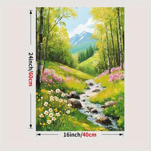 TEMU 고요한 산천 캔버스 벽 예술 - 눈 덮인 봉우리와 무성한 나무 및 야생화가 있는 생동감 넘치는 풍경, 자연을 사랑하는 사람들을 위한 완벽한 홈 데코 선물, 홈 월 아트 | 경치 좋은 캔버스 프린트 | 상세한 아트 프린트, 풍경 장식, 2D 평면, 방 장식에 적합