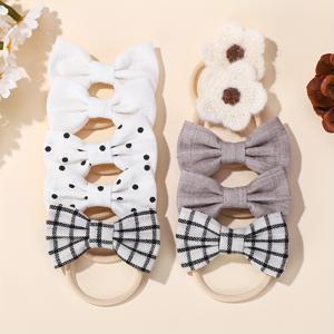 TEMU 어린이용 체크무늬, 줄무늬, 꽃무늬, 볼, 자수 리본 미니 헤어 타이 10개 팩, 소녀용 포니테일을 위한 심플하고 스타일리시한 단색 헤어 고무줄, 휴일 파티용 사탕색 헤어 액세서리