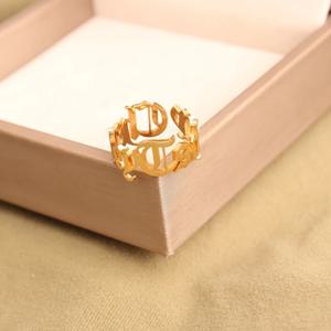 TEMU 맞춤형 옛 영어 이름 반지, 개인 맞춤 빈티지 초기 알파벳 반지, 스테인리스 스틸 고딕 풀 알파벳 오픈 링, 여성용 트렌디 주얼리