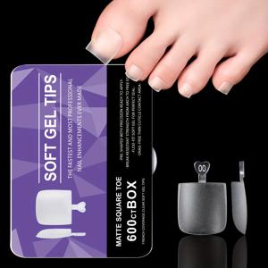 TEMU Quickchic 프로스트 스퀘어 토 네일 팁, 대형 무광 디자인, 스타일링에 완벽. 남녀 모두에게 적합하며, 손상된 손톱을 덮을 수 있는 광택 프레스온 발톱 600개입 (1박스)