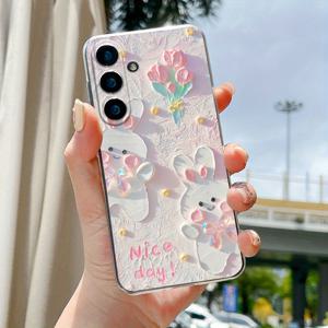 TEMU 갤럭시 S25 플러스 폰케이스: 패셔너블 크리에이티브 충격방지 귀여운 토끼 패턴 투명 폰케이스 (갤럭시 S24/S23/S22/플러스/울트라/FE/S21+/S20/A54/5G/A53/A52/A52S/A15/A14 호환) 커플 선물용 페스티벌 선물 GC1