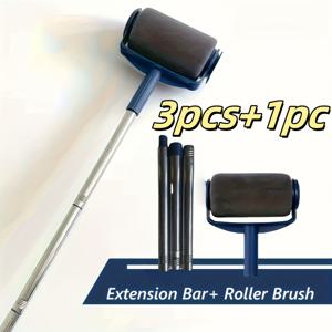 TEMU 3개 연장 튜브 + 1개 롤러 헤드 - 전문가용 가정용 페인트 롤러 세트, 대형 자가 흡수 브러시, 라텍스 및 벽 페인트에 적합, 부드럽고 균일한 코팅, 쉬운 조립 및 작동, 페인팅 액세서리 | 인간공학적 핸들 | 내구성 있는 플라스틱
