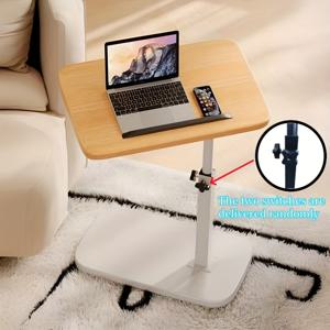 TEMU 다기능 높이 조절 및 플립형 사이드 테이블, 스타일리시한 나무 데스크탑이 있는 메탈 프레임 - 휴대용 소파 사이드 테이블 소형 커피 테이블, 인체공학적 디자인 - 거실, 침실, 게임 룸에 적합