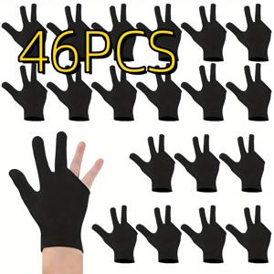 TEMU 46개입 3지방 빌리어드 장갑, 미끄럼 방지 디자인, 왼손/오른손 6켤레 포함