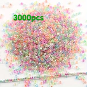 TEMU 1500/3000개 발광 3mm 투명 유리 비즈 - DIY 주얼리 만들기, 팔찌, 목걸이, 반지용 빛나는 비즈 - 공예가 및 소규모 사업자용, 야간 제작용 유리 비즈, 광감성 재료