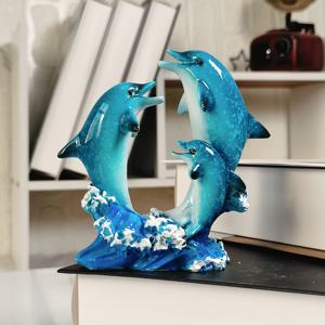 TEMU 물고기 뛰어내리는 돌고래 장식품 1개, 레진 돌고래 피규어, 스타일리시한 실내 장식, 학습용 우아한 데스크탑 장식