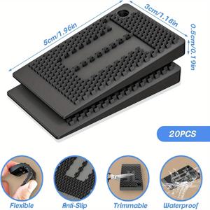 TEMU 가구 평준화 패드, 유연한 플라스틱 스페이서 레벨링, 쌓을 수 있는 가구 웨지로 테이블, 의자, 냉장고, 변기 안정화 및 흔들리는 캐비닛 고정, 실내외 사용 가능 (20개입)