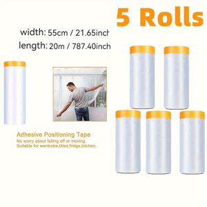 TEMU 12/5팩 PVC 페인트 테이프, 조절 가능하고 접이식 리무버블 커버, 자동차 스프레이 페인팅 및 홈 데코용 접착 필름 롤, 내구성 PVC 소재