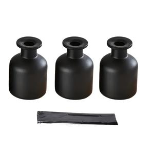 TEMU 3개 세트 병, 무화염 에센셜 오일 디퓨저, 유리 소재, 투명, 다기능 보관병, 홈 데코 병, 선물용 병, 홈 및 욕실 사용에 적합, 블랙 리드 스틱 20개 포함