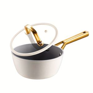 TEMU 쿠커 킹, 1개 유리 뚜껑 논스틱 소스팬, 소형 수프 냄비, 무독성, PFOA 프리, 내열 손잡이, 인덕션 호환, 모든 조리기구 호환, 주방 액세서리, 크리스마스 선물