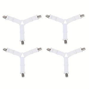 TEMU 4개 조절식 삼각형 퀼트 고정핀 금속 클립 포함 - 신축성 있는 미끄럼 방지 소파 쿠션 및 침대 시트 스트랩, 침구 및 홈데코를 안전하게 고정하는 투명 안전 고정핀, 침구 액세서리 | 세심하게 설계됨 | 내구성 있는 고정핀 [2가지 색상 선택 가능]