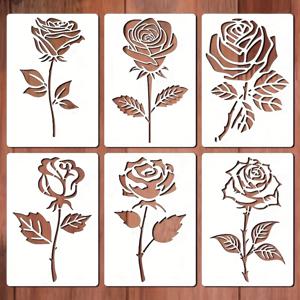 TEMU 재사용 가능한 장미 템플릿 6개 세트, 크기 11.0 X 16.0 센티미터, 벽걸이 예술, 우드버닝, 캔버스, 카드 제작, 패브릭, 셔츠, 홈 데코 등 다양한 공예 프로젝트에 적합