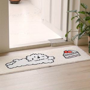 TEMU 1개 모조 캐시미어 1000g/m² 두께 10mm 40x100cm/15.6x39인치, 카툰 스타일 강아지 프린트 롱 스트립 매트, 인스타 스타일 귀여운 홈 데코 매트, 거실 침대 옆용, 세련되고 편안한 공간 매트, 거실·침실·스터디룸·라운지 등 모든 방 장식에 적합
