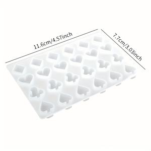 TEMU 하트 모양 포커 카드 실리콘 몰드 - 블랙, 레드, 화이트 색상, 양초 제작, 왁스 멜팅, 공예 프로젝트에 적합, 포커 테마 장식, 내구성 좋은 실리콘 몰드, 포커 추가 실리콘 몰드