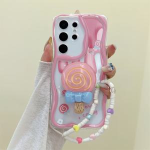 TEMU 휴대폰 케이스 - 사탕 투명 3D 롤리팝 끈, 삼성 갤럭시 A14/A15/A16/A52/A53/A54/A55/A56/A34/A35/A36/A05S/A24/A25/S20Fe/S21/S22/S23/S24Ultra/S24Fe/S24Plus/S25/S25Ultra/S25Plus 휴대폰 케이스에 적합