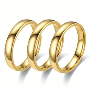 TEMU 남녀 공용 4mm 폭의 반짝이는 스테인리스 스틸 반지 3개 세트. 결혼식, 약혼, 그리고 변색되지 않는 데일리 반지로 완벽합니다.