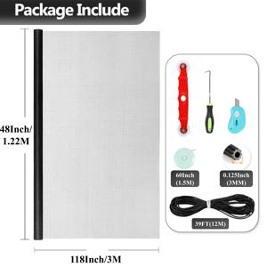 TEMU 스크린 교체 및 수리 키트, 48IN × 118IN 스크린 도어 교체 키트, 창문 및 문용 내구성 있는 유리 섬유 메시 롤, 파티오 및 현관 스크린용 도구, 검은색