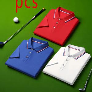 TEMU 여름용 반팔 티셔츠 3종 세트 - 골프 의류 남성용 셔츠 - 캐주얼 비즈니스 출퇴근에 필수 - 아이스 쿨 폴리에스터 소재, 흡수력과 통기성 우수, 더위 없음 - 디테일한 버튼 디자인