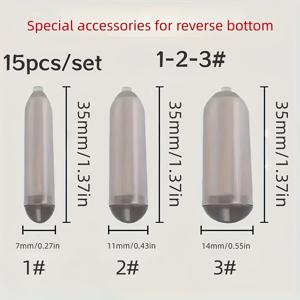 TEMU 15개 부력 낚시 추 - #1 #2 #3 타입 서스펜더 인조 미끼, 경량 플로트 튜브 잉어 및 민물 낚시용, 내구성 있는 리얼리스틱 플로트, 낚시 액세서리