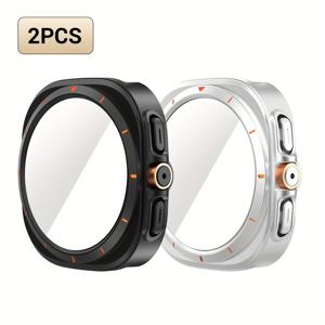 TEMU 2개, 삼성 워치 7 케이스 호환 워치6 울트라 47mm 강화유리 + PC 보호 커버, 스크래치 방지/충격 방지/경량/통합 디자인, 완벽 핏, 다양한 색상, 남녀공용