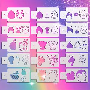 TEMU 동물 및 꽃 디자인이 포함된 5.9 x 3인치의 페이스 페인팅 템플릿 15개 세트입니다. 세트 내 스텐실은 세척 가능하며, 유연하고 재사용 가능하며 파티 및 이벤트에서 얼굴 메이크업에 적합합니다. 스프레이 건 메이크업 도구와 함께 사용하기에 이상적입니다.