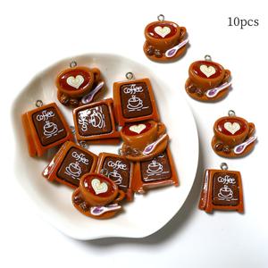 TEMU 10개 세트 레진 커피컵 참 DIY 창의적인 귀걸이, 목걸이, 키링, 펜던트 만들기