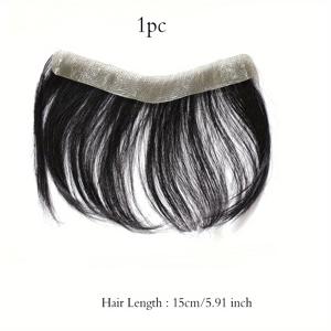 TEMU 남성용 정수리 헤어라인, 얇은 PU 투피 보이지 않는 이마 헤어 패치, 블랙 6인치 생인모, 일상용으로 완벽한 투피 헤어피스