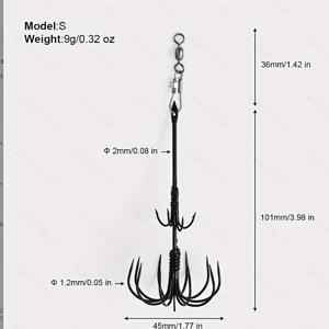 TEMU 새로운 문어 문어 후크, 스테인리스 스틸 긴 손잡이 이중 후크, 전문가용 바다 낚시 및 문어 낚시 도구에 적합
