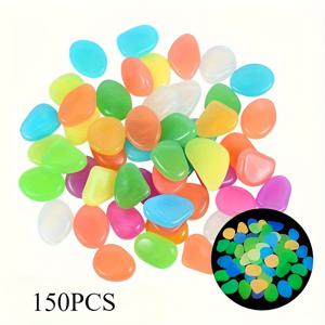 TEMU 150개 초대형 야광 자갈 - 야간 발광, 다색 실내외 플라스틱 돌 (정원/수조/웨딩/길 조명용), 저전력 야간 장식품 (전기 불필요)