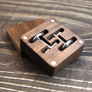 TEMU 톈디가이 원목 흑단 나무 커프스링크스 단추 포장 상자 보관 선물 상자 호두나무 자석 4개 흥미진진한 빛 레이저