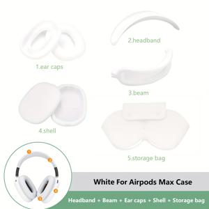 TEMU 에어팟 맥스 이어폰용으로 설계된 5피스 실리콘 보호 커버 세트