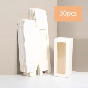 TEMU 승화 텀블러용 선물 상자 30개, 창문형 투명 전시용 박스, 선물 포장용, 12oz 20oz 30oz 블랭크 열프레스 스키니 텀블러 (화이트)